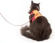 LucyBalu® Explorer Cat Harness with Lead, Escape Proof, AirTag Compartment, Lightweight and Comfortable, Berry Orange, XS/S