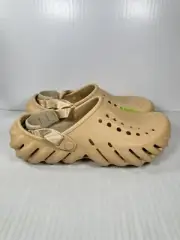 Size 9 Crocs Echo Mens Slip On Clogs Shoes Wheat Beige Comfort 207937-209 NEW