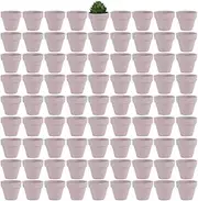[Yishang] 1.9 Inch Tiny Pink Terracotta Pots Pack of 72-Small Mini White Clay Pots with Drainage Holes Flower Nursery Terra Cotta Planter for Tiny Cactus,Herb,Succulent Plants,Crafts