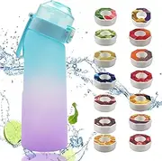 Air Scented Up Water Bottle With 14 Flavour Pods For Sports and Travel，22OZ BPA-Free 0 sugar Tritan Water Bottle With Straw for Adult and Kids (BLUE&PURPLE+14PODS)