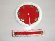 Dollhouse Miniature Round Christmas Tree Skirt & Table Runner - GREEN ANGELS