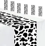MUNILAIL 6 PCS Cow Print Table Runner 14 x 108 Plastic Table Runner for Cow Theme Party Birthday Baby Shower Disposable Table Runner