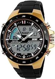 Carrie Hughes Men's Digital Watch 50M Waterproof Large Dual Dial Multifunction Analog Military Outdoor Sports Electronic Watch Calendar Day Date CH031