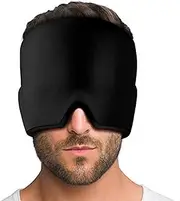 Gel Ice Headache Relief Hat, Cold Headache Relief Cap/Ice Head Wrap Ice Pack Mask, Cold Compress Headache Relief Cap for Tension & Stress (Black)