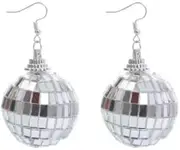 [Supertina] Disco Ball Earring for Women Mirror Disco Earring 70s 80s Earring, Zinc, No Gemstone