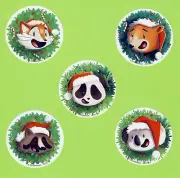 15 Animals in Santa Hats Large Stickers - Christmas - Panda, Fox, Koala, Bear