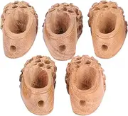 [Respicefinem] 5Pcs Shoes Wood Pendant Handmade Peach Wooden Tiger Head Shoe Design For Baby Safety Craft And DIY Jewelry Making Ideal For Necklaces Bracelets And More