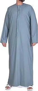 [alqamees] Thobe for Men - Long Sleeves Kaftan - Mens Long Gown Emirati Kandura Frost Thawb Jubba