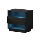 Artiss Bedside Table Drawer Side Table RGB LED Gloss Nightstand Black HANA