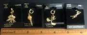 Golf theme 14 kt gold overlay 3 charms and 1 lapel pin NEW with tags
