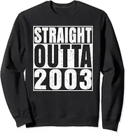 [X.Style] Straight Outta 2003 20 Years Old Vintage 20th Birthday Sweatshirt ds1450 Sweatshirt (XL) Black