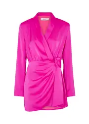Misha Azera Satin Wrap Dress - Bright Pink - 6 6