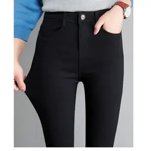 黑色內搭褲女 韓版素色休閒褲 高腰窄管褲緊身鉛筆褲長褲