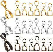 [XolngYYeng] 45pcs 3 Sizes Pinch Clip Bails Brass Claw Bail Finish Necklace Pendant Clasps Dangle Charm Bead Connectors Findings for DIY Craft Jewelry Making,
