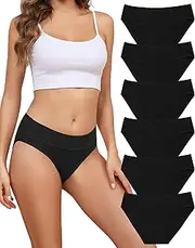 [Levao] 6 Packs Womens Underwear Cotton Knickers Ladies Pants Mid Rise Full Briefs Bikini Soft Stretchy Hipster Multipack S-XXL