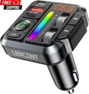 LENCENT Bluetooth 5.3 Car FM Transmitter, Adjustable Treble & Bass Sound Music P