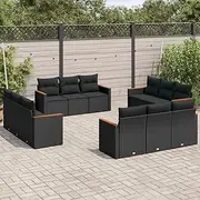 12 Piece Garden Sofa Set with Cushions Black Poly Rattan, Furniture Sets, Patio Furniture