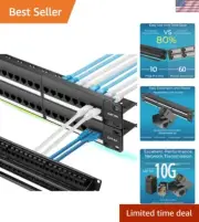 Patch Panel 48 Port Cat6A with Inline Keystone 10G Support, Pass-Thru Coupler...