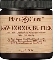 Raw Cocoa Butter 4 oz. 100% Pure Fresh Natural Cold Pressed. Skin Body and Hair Moisturizer, DIY Creams, Lip Balm, Lotion and Soap Making
