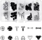 Sewing Fastener Set, 50 Pairs Metal Snap Button Sewing Hooks and Eyes Closure