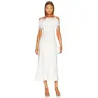 NEW Sleeper Boheme Slip Dress Ostrich Feathers in White Size Medium NWT $390