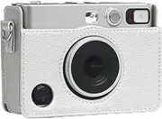 for Mini EVO Case, Camera Protective Case for Mini EVO, Instant Camera PU Bag with Shoulder Strap, Vintage Magnetic Flip Top Scratch Proof, Adjustable Length (Silver)