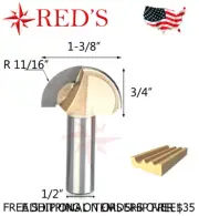 Tideway Carbide PRO LC05022208 11/16" Radius Core Box 1/2" shank router bit