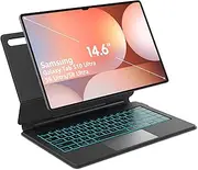 [Sackei] for Samsung Galaxy Tab S10 Ultra S9 Ultra S8 Ultra Keyboard Case 14.6'' Magic-Style Floating Cantilever Magnetic Stand, Dex Mode, 3-Level 7 Color Backlit, Built-in trackpad Black