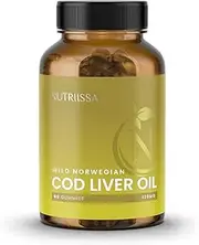 Nutriissa Organic Cod Liver Oil Gummy – World's First Wild-Caught Norwegian Arctic Cod Liver Oil Gummies – Fish Oil Gummies Rich in Omega-3, EPA, DHA, Vitamins – Lemon Flavor - 1200mg (60ct)