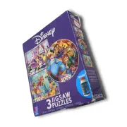 Ceaco Disney 3 Pack Jigsaw Puzzles & Puzzle Glue - New