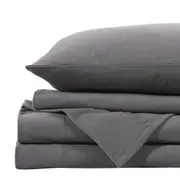 Royal Comfort Flannel Fitted Sheet Polar Fleece w/ Pillowcase Set Charcoal