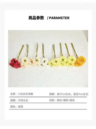 單枝仿真小拉絲非洲菊 毛邊扶朗菊假花 小清新軟裝小雛菊餐廳插花