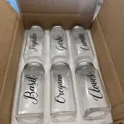 12 Pack Spice Jars Square Bottle With Lids And Text