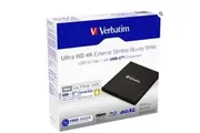 Verbatim External Slim Blue-ray Writer Ultra HD 4K Type-C Connection USB 3.1 Gen1. Includes Nero Burning Software. Ultra Portable.