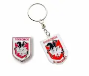 SET 2 ST GEORGE DRAGONS NRL TEAM HERITAGE LOGO PIN BADGE & MASCOT KEYRING
