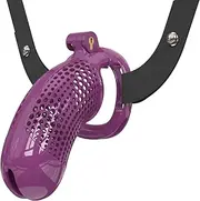 Extra Large Chastity Cage with Belt - Yithuet Cobra Ultra Pink, Too Long Penis Cage Honeycomb Cock Cage with 4 Size Rings and Catheter Lightweight Resin Sex Cage for Male Penis Exercise (Purple-2 Belt)