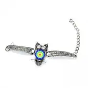 Boho Owl Rhinestone Silver-Tone Bracelet NWT
