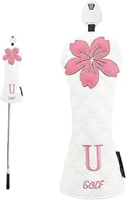 Head Covers | 14.17 Inches Golf Club Head Covers | Driver Fairway Hybrids | Pu Leather Golf Heads Cover with Plush Lining, Floral Embroidery, Prevent Slipping