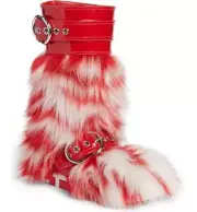 MIU MIU RUNWAY RED WHITE FUNKY FUR PATENT SNEAKER BOOTS 36 I LOVE SHOES