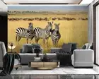 3D Zebra Savanna Self-adhesive Removeable Wallpaper Wall Mural