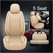 Universal 5 Seat Car Seat Cover Compatible for Mercedes W205 C-Class W202 W203 W204 A205 C204 C205 S202 S203 S204 S205 Car Accessories(Beige 5 Seat)
