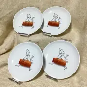Set of 4 CRATE & BARREL CB2 fun SAMMY REINDEER stick figure appetizer plates