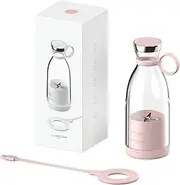 Portable Smoothie Blender,Portable Smoothie Blender on the Go,Portable Blender for Smoothies, Personal Blender for Shakes,Fresh Juice Bottle Portable with 350ml Lightweight USB Cordless (pink)