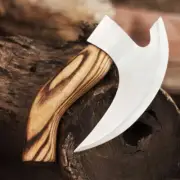 Viking Pizza Cutter Axe Hand-Forged Carbon Steel Sharp Blade Slicer With Sheath