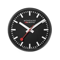 在飛比找momo購物網優惠-【MONDAINE瑞士國鐵】25cm經典掛鐘 / 靜音鐘(黑