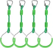 Ninja Warrior Obstacle Course Accessories Swing Playset Ring, 4 Pack Green Jungle Ring Fitness Fist Outdoor Backyard Playground Gym Training Equipment Gymnastic Rings Monkey Bars Ninja Climb Rings