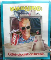 ORIGINAL '87 Coca~Cola MAX HEADROOM "WARNING: COKE-ologist on break"