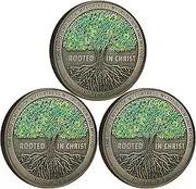 Rooted in Christ The Lord is My Rock, My Fortress, My Deliverer Faith-Based Christian Challenge Coin Bible Verse Gift (Pack of 10)