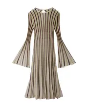 lurex-detail striped maxi dress S Nude