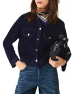 Maje Cropped Velvet Cardigan Jacket
